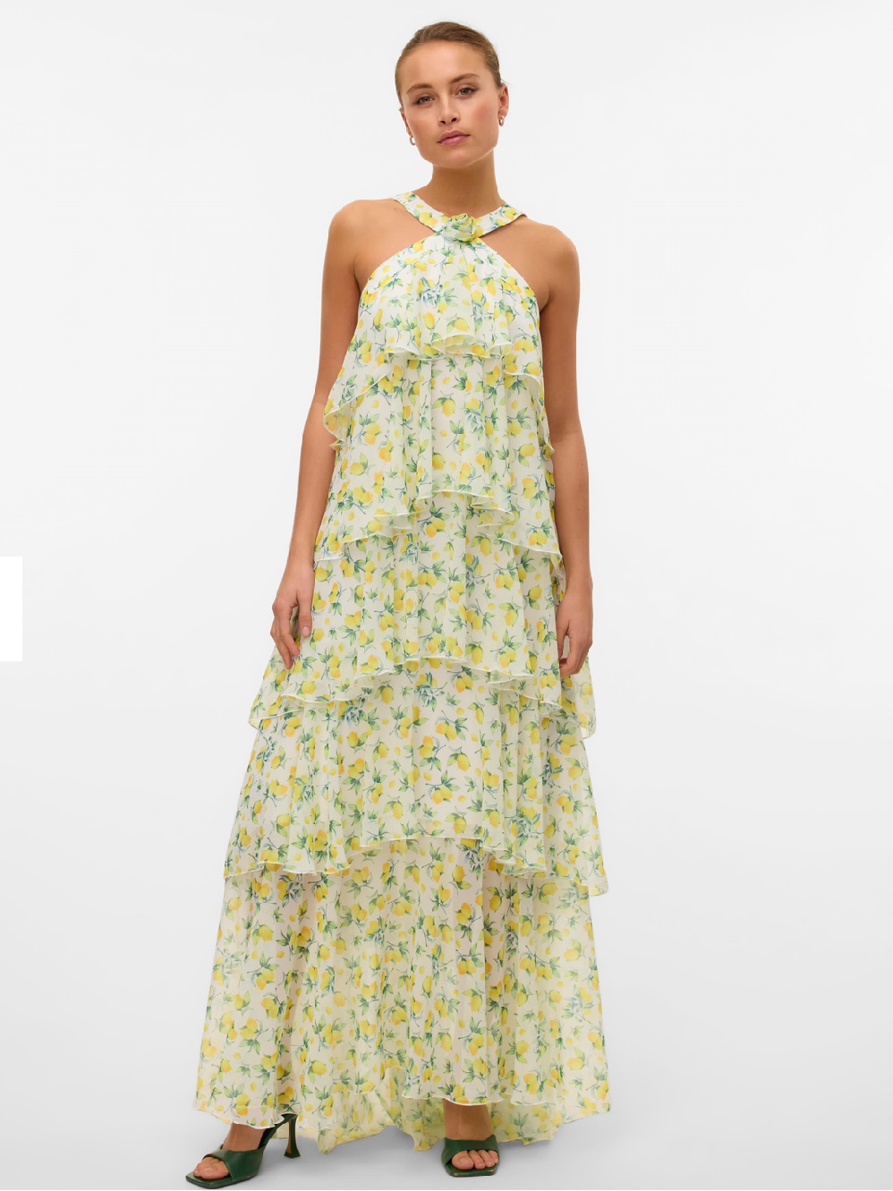 Vero Moda Felicia Halter Neck Tiered Maxi Dress (Size L)